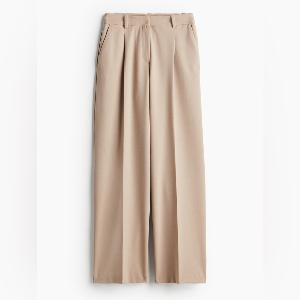 H&M Taupe Wide Leg Trousers